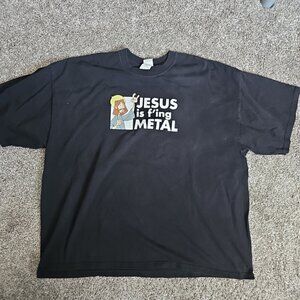 VTG 2004 Penny Arcade “Jesus Is F’ing Metal” Shirt Black Gildan 3XL Rare Gamer